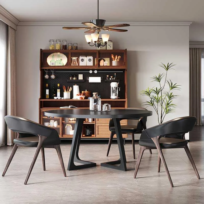 Solid wood dining chair household Italian minimalist leather high-end new Chinese stool backrest study tea chair