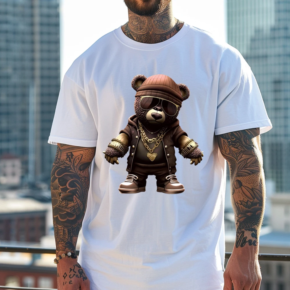 Мультяшный медведь, Популярная Наклейка, цветной дизайн одежды, горячее прессование, «сделай сам», материал для глажки, горячая переводная наклейка, наклейка с узором