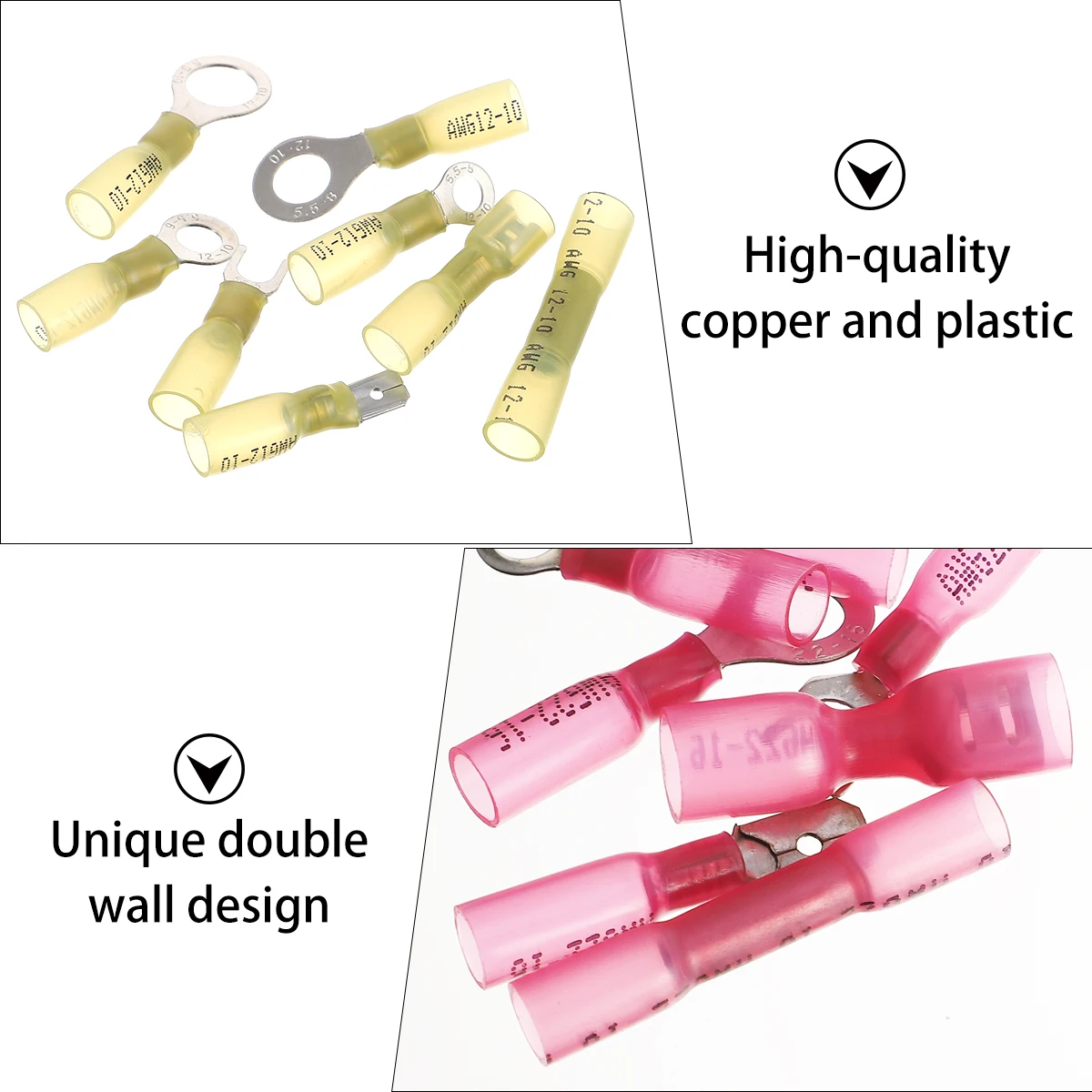 

120pcs Heat Shrink Wire Connectors Insulated Crimp Terminals Waterproof Flame Retardant Marine Auto Electrical Butt Ring Fork