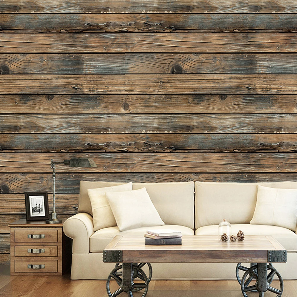 

Wood Grain Sticker PVC Self Adhesive Removable Background Economical Wallpaper Smooth Decals Fire Retardant Mildew Proof Plank