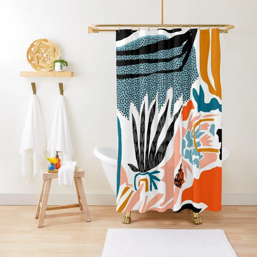 

Palm Springs // Abstract Shapes Print Shower Curtain Washable Waterproof Fabric Shower Curtain Shower Curtain Bathroom