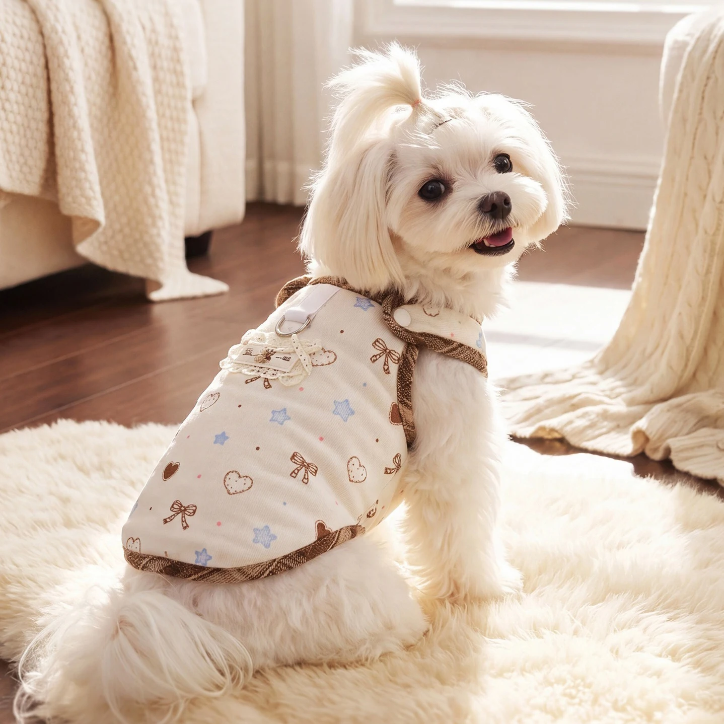 Cute Corduroy Pet Clothes: Warm Winter Suspender Vest for Small Dogs & Cats, Adorable Maltese Clothing XS-XL