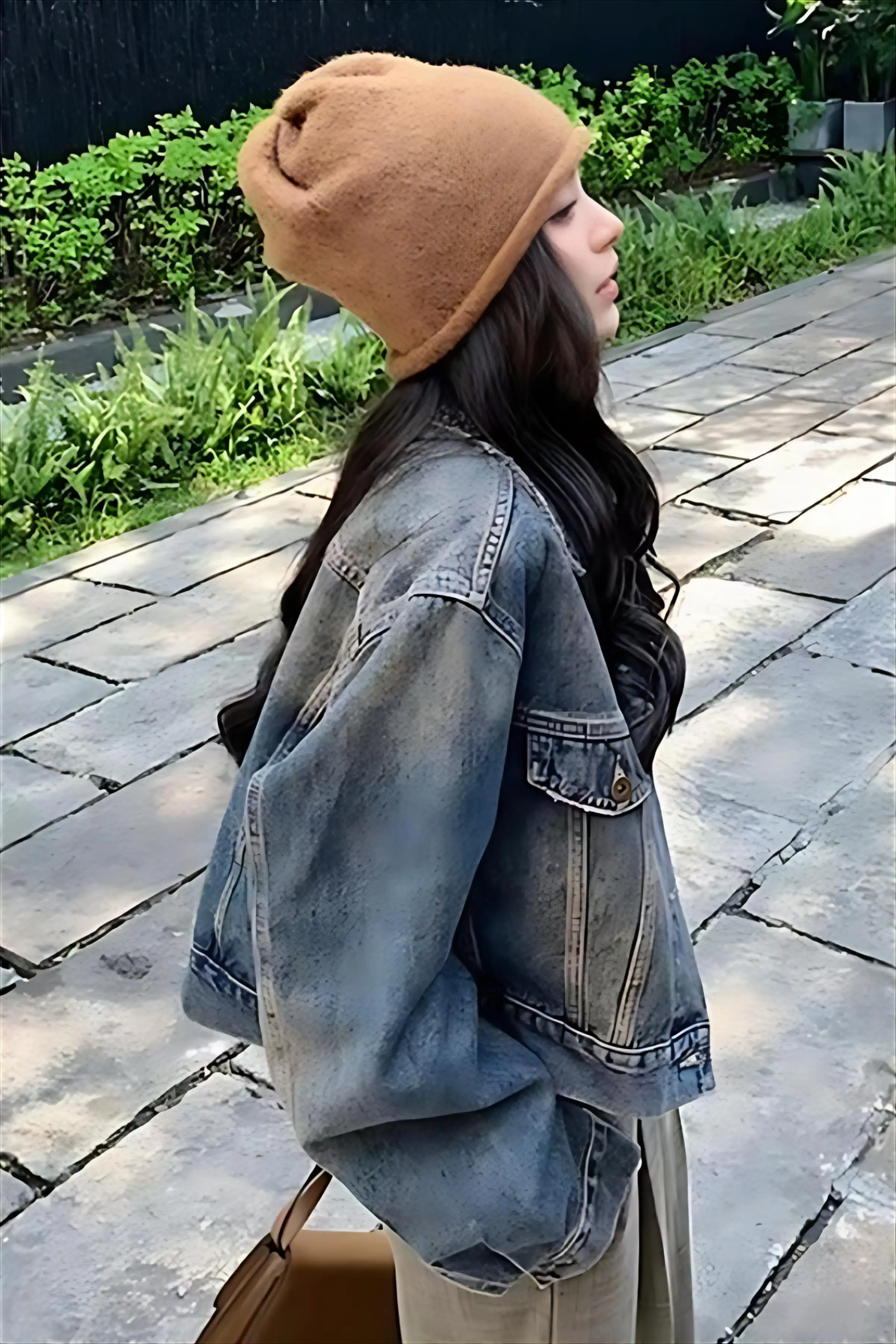 

Denim Coat Girls Womens Summer Balloon Sleeved Canvas Pocketed Minimalist Feminine Drop-Shoulder Open-Front Sashes Jackets Femme