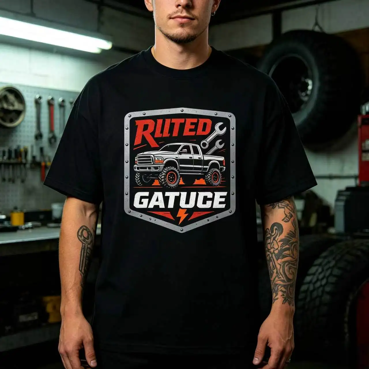 Unisex Off‑Road Pickup Truck Wrench Badge Graphic T‑Shirt Men Women Car Mechanic Oversized Cotton Short Sleeve Tee