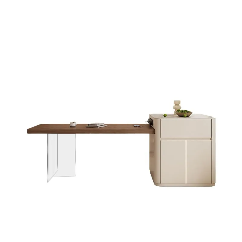 Walnut island dining table integrated retractable modern household small apartment Nakajima island simple