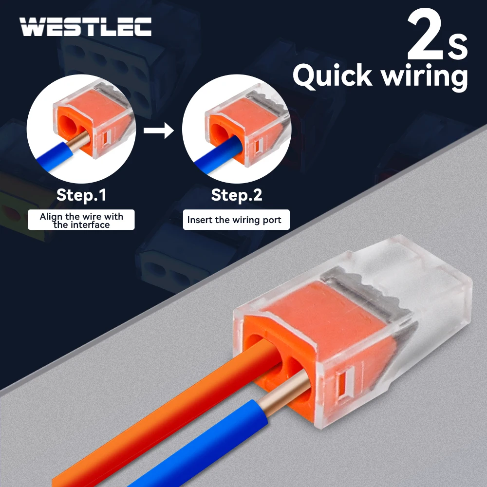 WESTLEC Universal Quick Connect Terminal Block 1.0-2.5mm² 25A 400V Fast Splice Electrical Wire Connector KV773-20