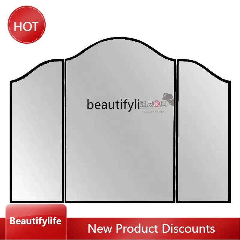 

J46 European retro light luxury dresser makeup mirror tri-fold mirror living room bedroom decorative mirror