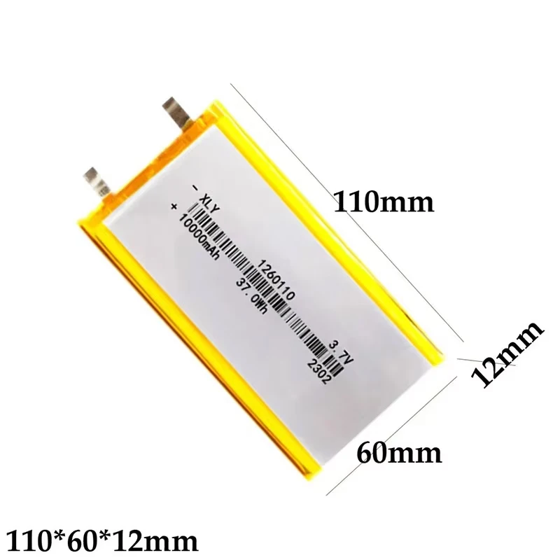 Baterías de polímero de litio de 3,7 V, 10000mAh, 1260110, células recargables Lipo li-po para banco de energía, portátil, luces de Camping Diy