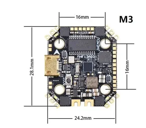 GHF13AIO 16MM F4 F411+mpu6000 Flight Controller Built-in BLHELIS 13A 4in1 speed ESC 4S 16MM BEC:5V/2.5A OSD,LED,BUZZER,UART1/2