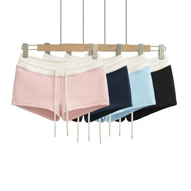 Slim Fit Color Blo ort Pants Women's Spor Sle Elastied Bootcut Hotpants Streetwear Polyester Spandex Blend