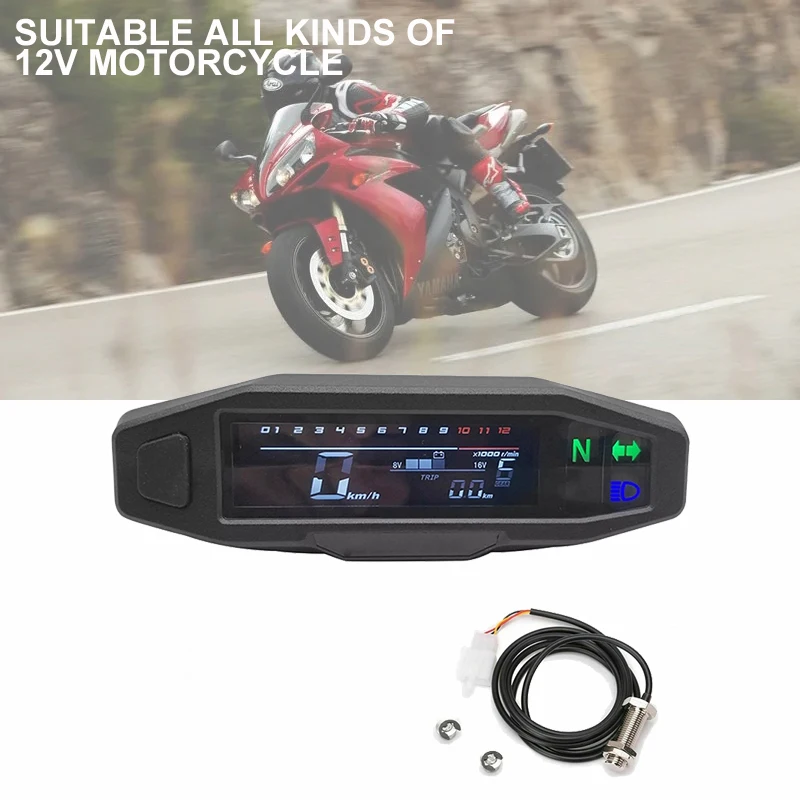 Mini compteur de vitesse LCD universel pour moto, carburateur à injection électrique, compteur d'odomcirculation, capteur, nouveau, 1 ensemble