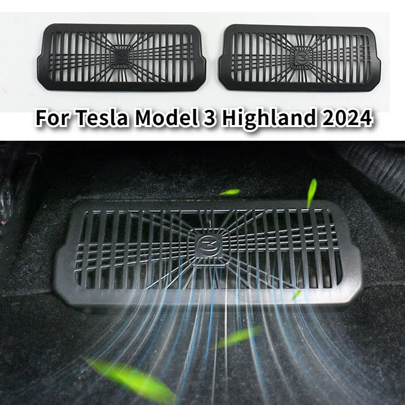 For Tesla Model 3 Highland 2024 Under Seat Air Vent Cover ABS Underseat Air Outlet Protective Cover Car Decoration Accessories