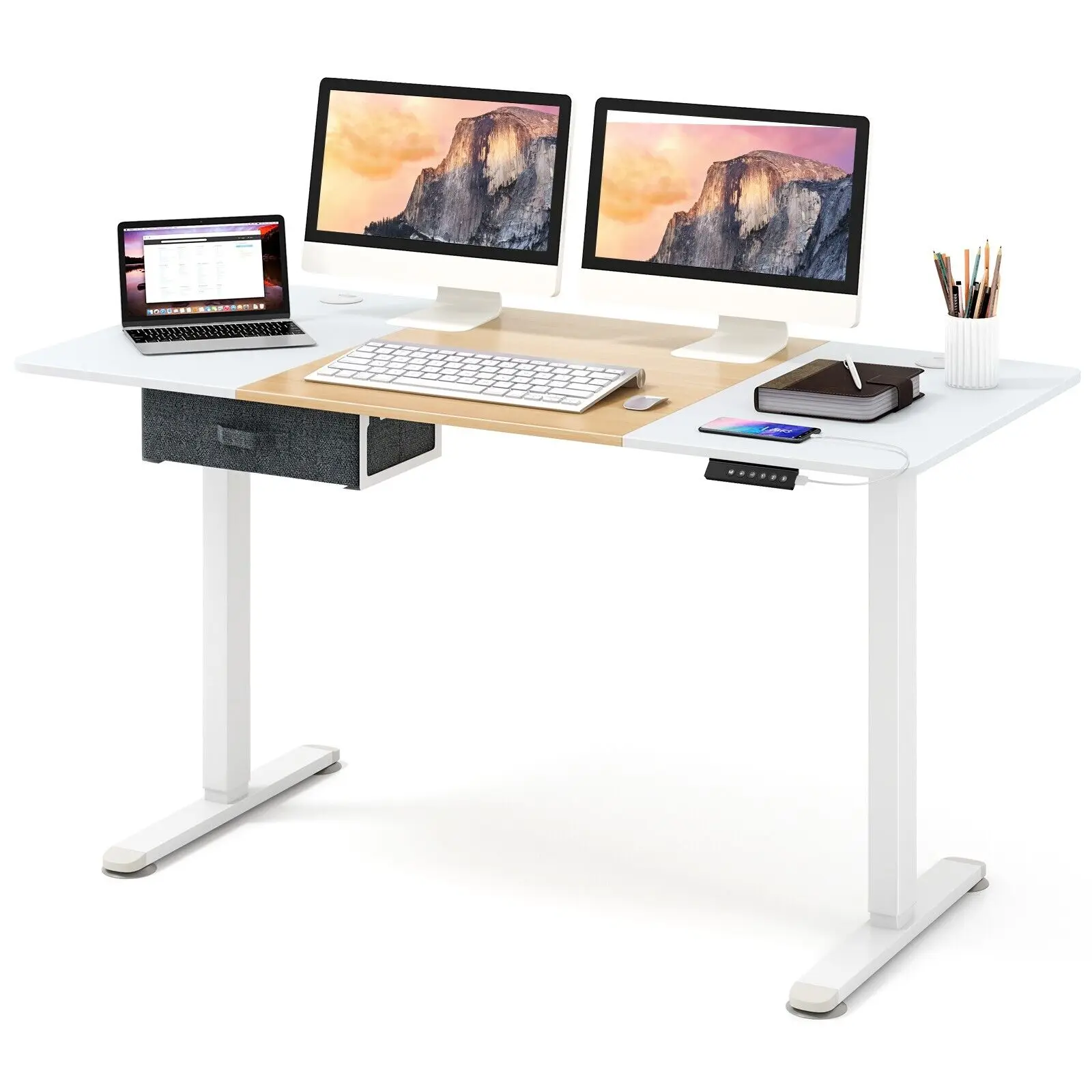 Goflame Electric Standing Desk Sit to Stand Table Height Adjustable Computer