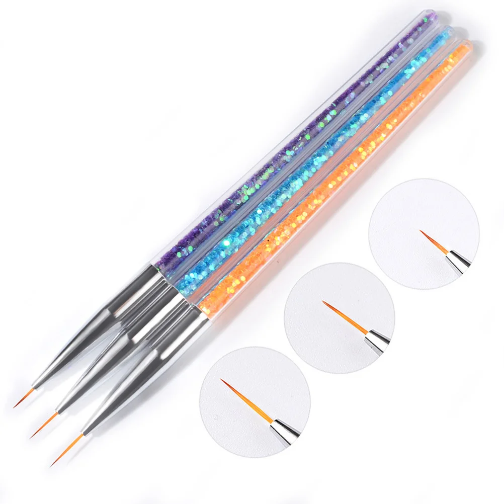 Ensemble de pinceaux pour Nail Art, 3 pièces, pinceaux à peinture pour détails fins, pour la conception des ongles, dessin de motifs de fleurs, manucure légère et Portable