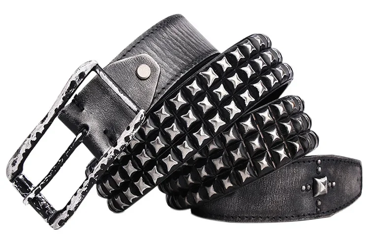 Punk Men Belt Genuine Leather Belt Alloy Buckle Male Cowboy Rock Rivet Strap Ceinture Homme Riem Jeans Studded Western Belt