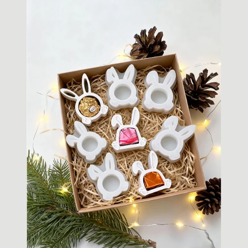 

Easter Bunny Silicone Mold Set for DIY Make Mini Chocolate Candles Soap Plaster Crafts Home Holiday Crafting Kit
