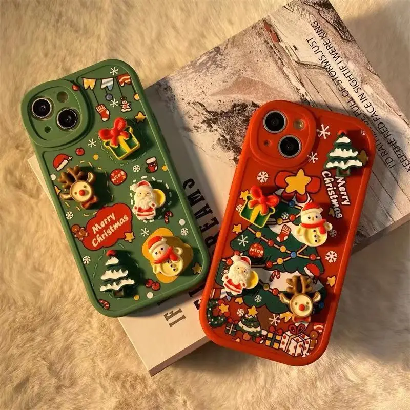 

Suitable for Christmas IPhone 3D Christmas Doll Phone Case Cute All Inclusive 16 15 Promax New 13/12 Funny Phone Case X XR