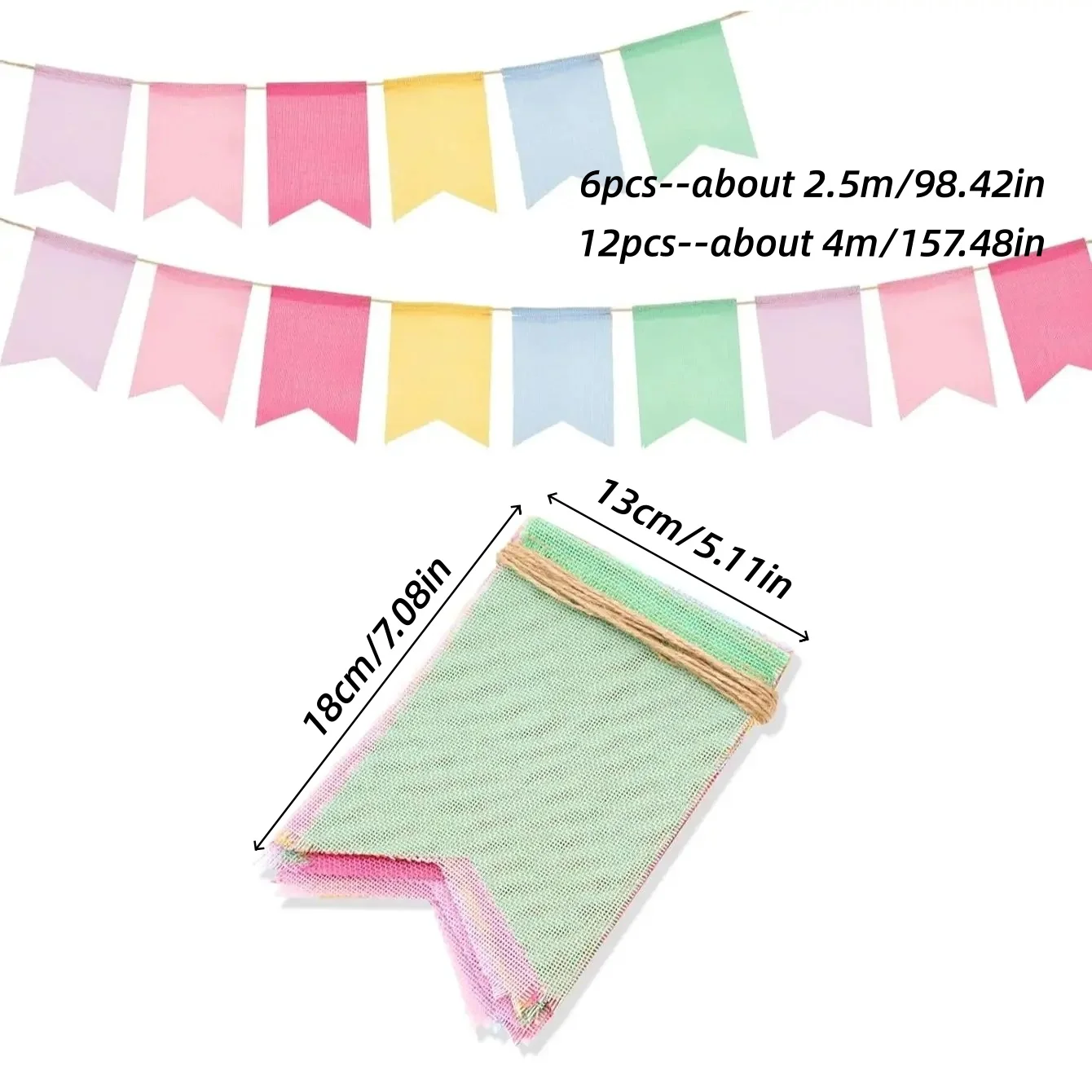 1pc 6/12pcs Colored linen swallowtail flags - camo ribbon banners, birthday/party/Christmas/Halloween/All Saints' Day decor