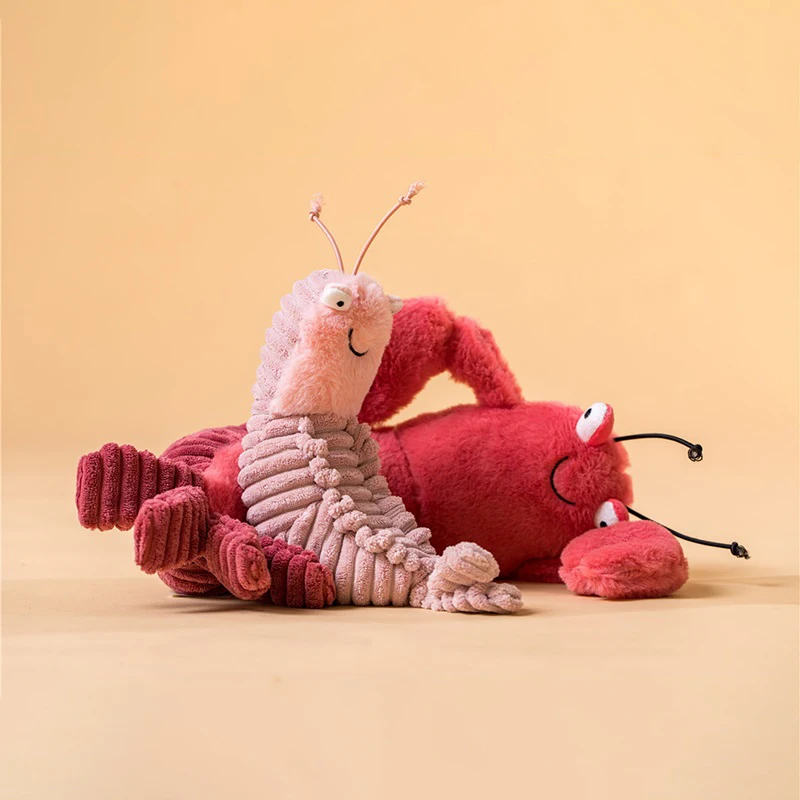 Juguete de peluche de camarón Sheldon Kawaii, cangrejo Crispin y larry, muñecos de camarones, Animal relleno suave para niños, decoración del hogar de cumpleaños