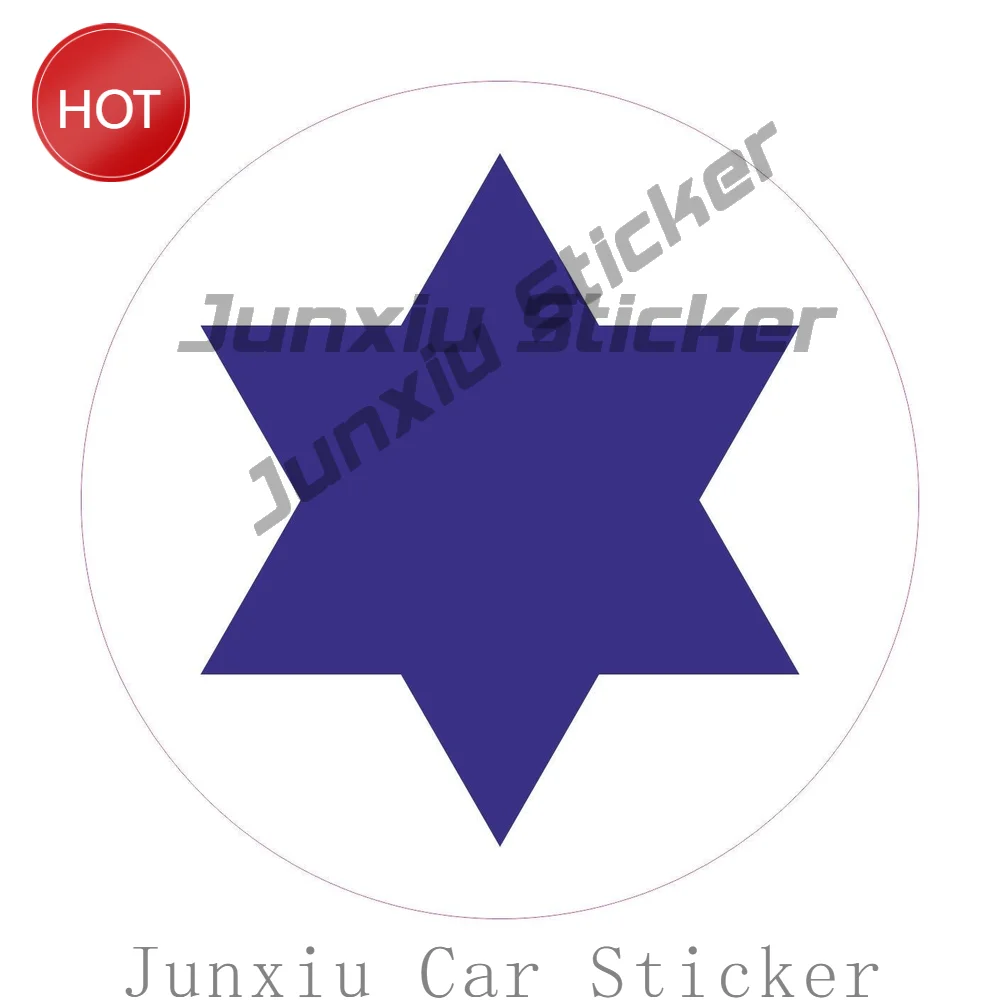 Star Of David Round White Blue PVC Sticker For Vehicle Window Toolbox And Laptop Personal Accessories Decoration Decal