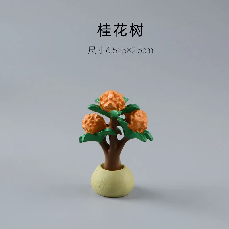 Zakka Cute Cat Osmanthus Tree Persimmon Figurines Decor Cartoon Home Desktop Crafts Mini Ornaments Fairy Garden Accessories Gift