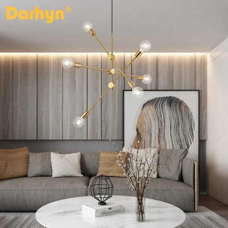 Nordic Chandeliers Modern Long Pole Art Decoration Pendant Lamp E27 Creative Bedroom Dining Room Living Room Magic Bean Light