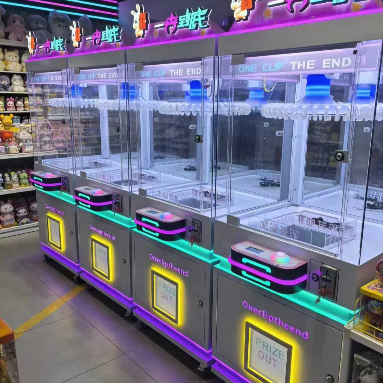 Commercial Arcade Doll Machine Prize Game with Claw Crane Coin Operated Customizable Tokens Metal & Acrylic Construction