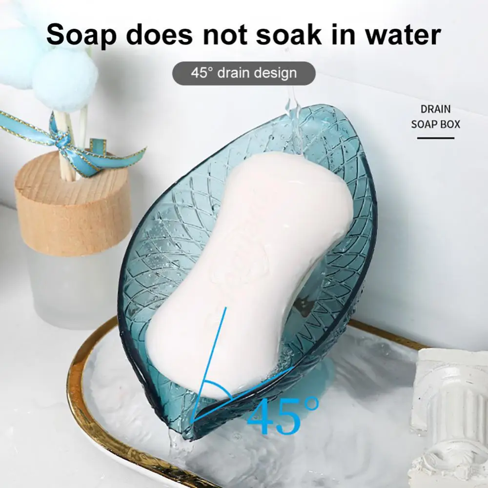 Leaf Shaped Soap Dish Suction Cup Soap Dish Holder Soap Box Sponge Soap Holder Storage Tray Soap Container for Bathroom Shower