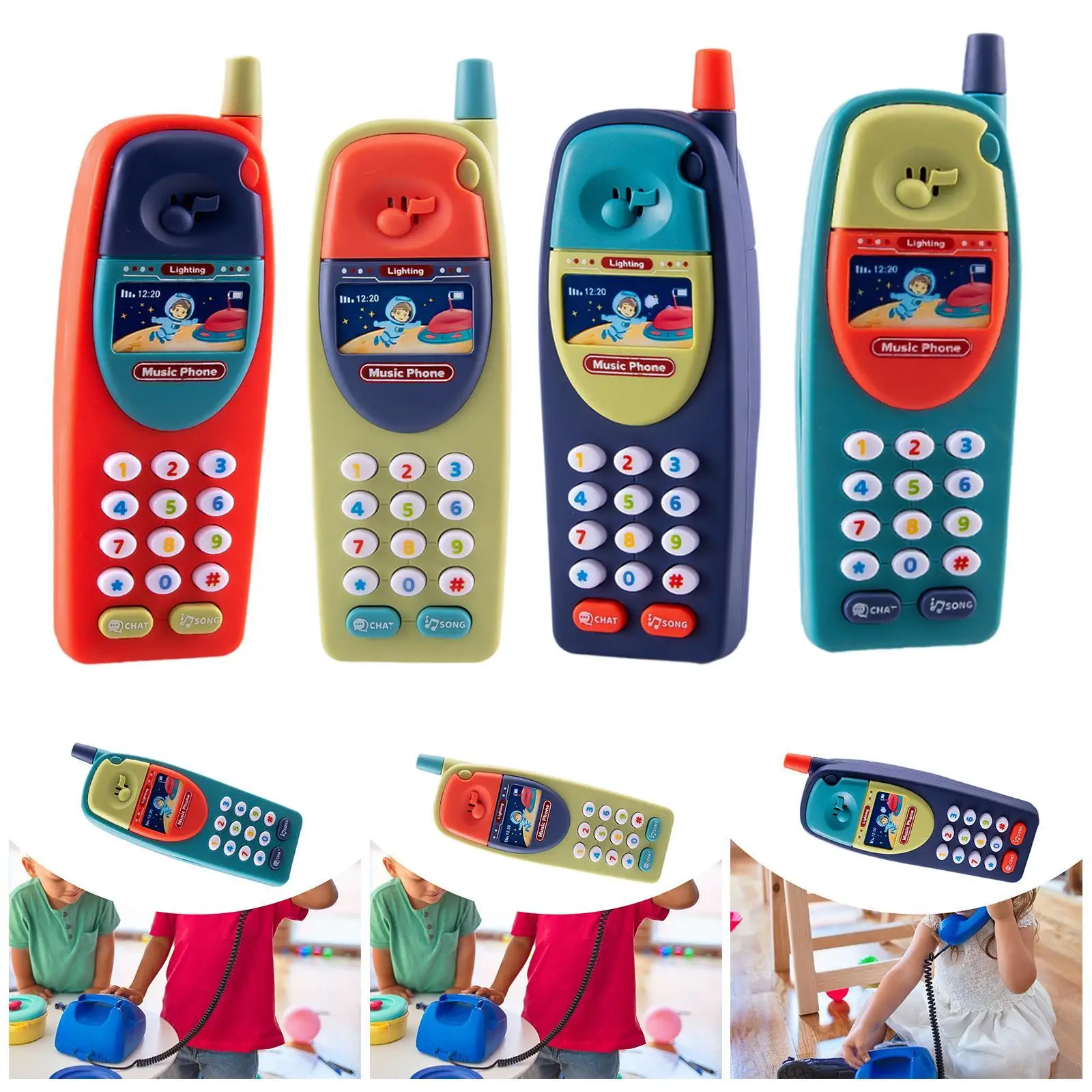 Brinquedos musicais de sons para bebês, brinquedo de telefone para crianças de 1 ano, presente de aniversário