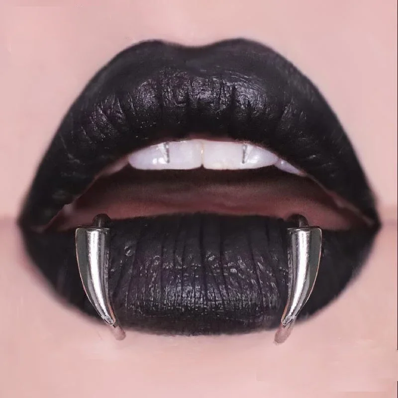 Stainless Steel Lip Clips Personalised Sharp Teeth Fake Piercing Lip Ring Punk Exaggerated Jewelry for Women Gothic Body Jewelry