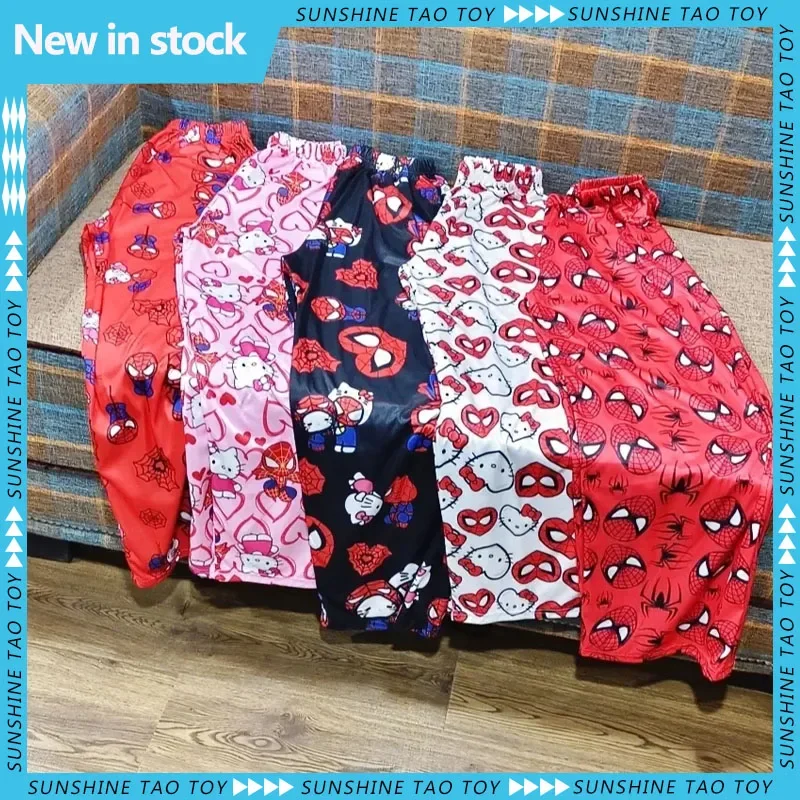 

2024 Hello Kitty Spider Man Pajamas Y2k Anime Sanrio Pants Women Summer Pjs Household Dress Kawaii Cartoon Casual Home Pants