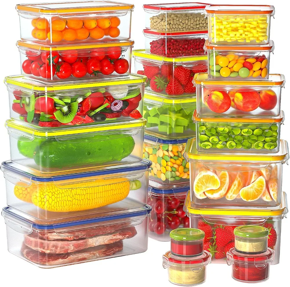 

Food Storage Containers with Lids Airtight Microwave/Freezer/Dishwasher Safe Leakproof Fruit Vegetables Containers for Kitchen