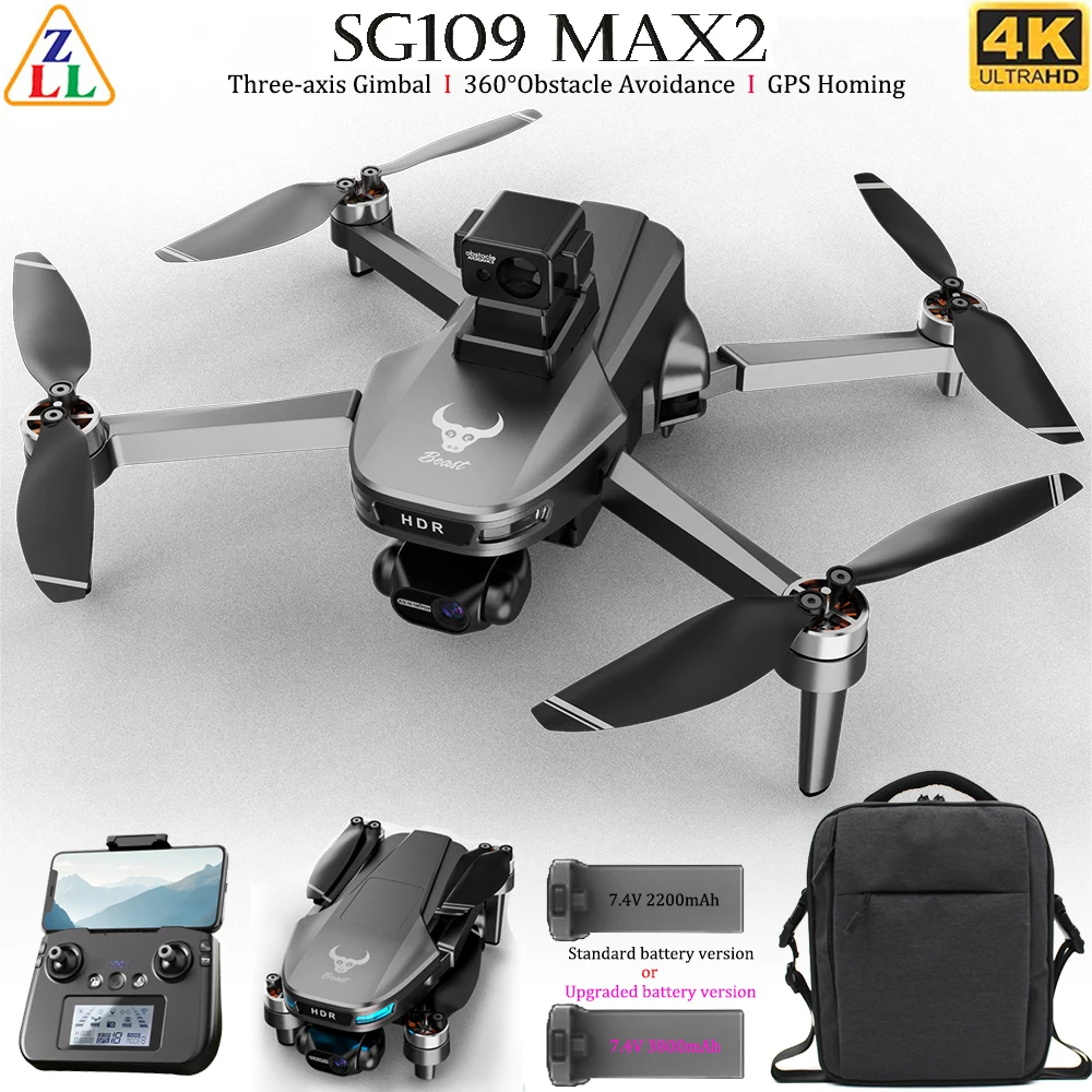 ZLL SG109 Max2 Drone 4K HD Camera Three-axis Gimbal Obstacle Avoidance GPS Brushless MINI Drone Foldable Quadcopter Toy For Kids