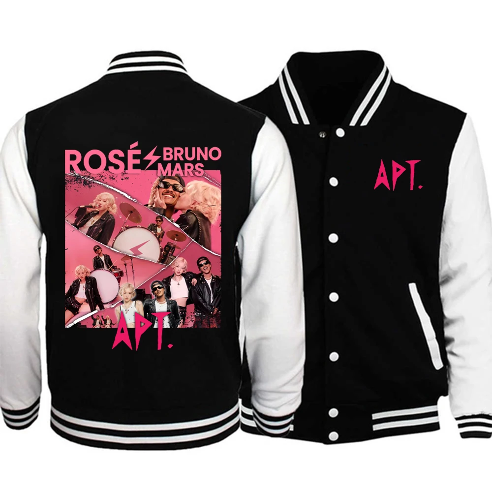 Giacca uniforme da baseball grafica retrò vintage rosa Bruno Mars APT Rose Rosie Album Merch Felpe con cappuccio Felpe con cappuccio Regalo per fan