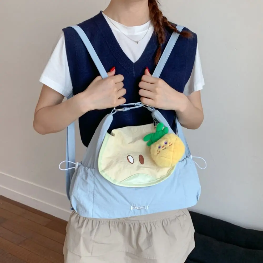 عارضة الدوبامين اللون الفاكهة النايلون على ظهره الكورية نمط سعة كبيرة القماش حقيبة ساعي حمل حقيبة خفيفة الوزن حقيبة كتب الطالب