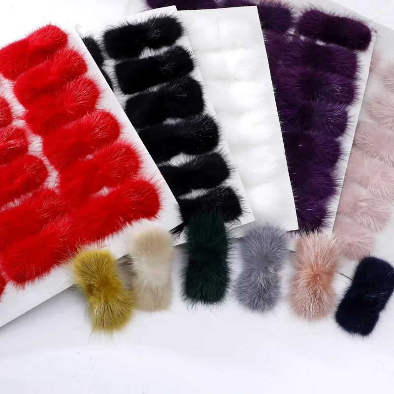 40*80mm Colorful Mink Bow-Knot Pompoms Fur Balls Headdress Wedding Decor DIY Handmade Clothing Ornaments Accessories 2pcs