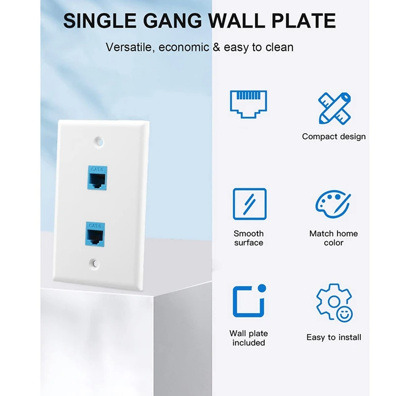 4X Ethernet Wall Plate With Low Voltage Mounting Bracket,Single Gang 2 Port Cat6 Keystone Ethernet Cable Wall Outlet