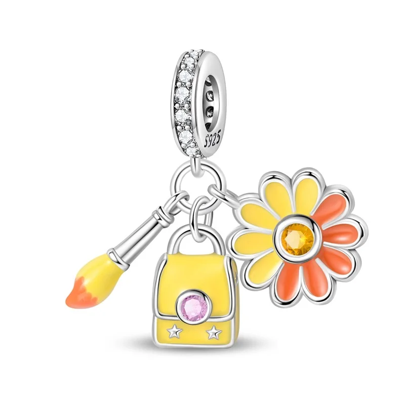 2026 Summer 925 Sterling Silver Art Oil Painting Charms Bead Fit Original Bracelet DIY Women Travel Jewelry