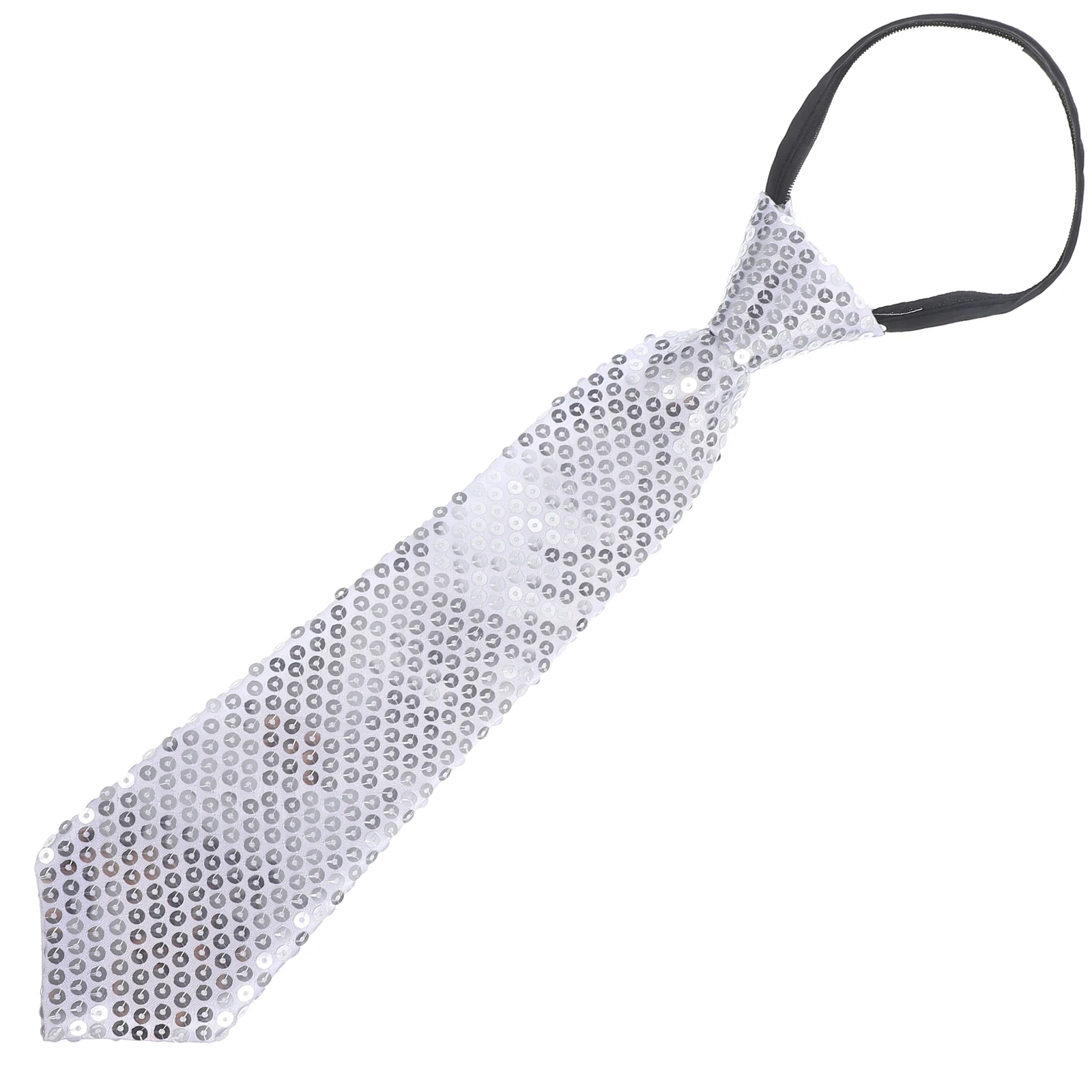

1pc Sequin Tie Silver Costume Glitter Party Necktie Men Prop Fashion Adult Teenager Reusable Washable Non Fading Breakable