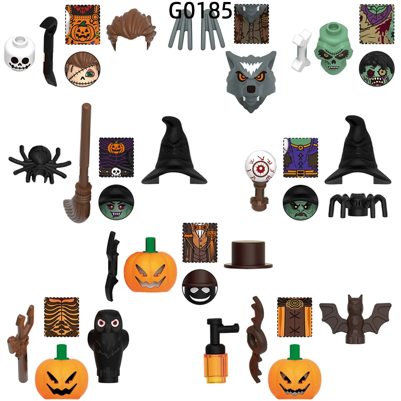 G0185 ليتل بوي الساحرة بالذئب يضحك اليقطين زومبي اليقطين رئيس هاج إيرل نموذج كتل MOC الطوب مجموعة الهدايا اللعب