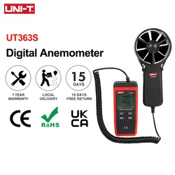 UNI-T UT363S Mini Anemometro Velocità Del Vento Tester di Temperatura Display LCD Velocità del Flusso D'aria MAX/AVG Misura Vento Livello 1 ~ 12