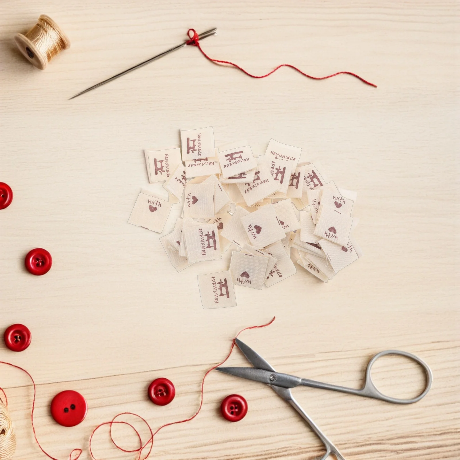

100 Pcs Sewing Machine Handmade Cloth Labels Polyester Fabric for Clothes Washable