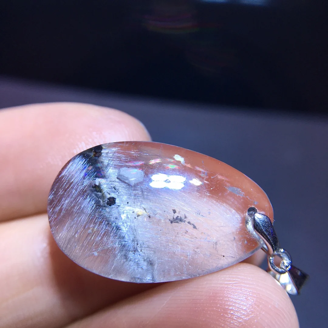 

Натуральный Брукит, платина, черный рутилированный кварцевый кулон, 24,1/15,1 мм, капля воды, женские и мужские ювелирные изделия из бисера, мода AAAAAA