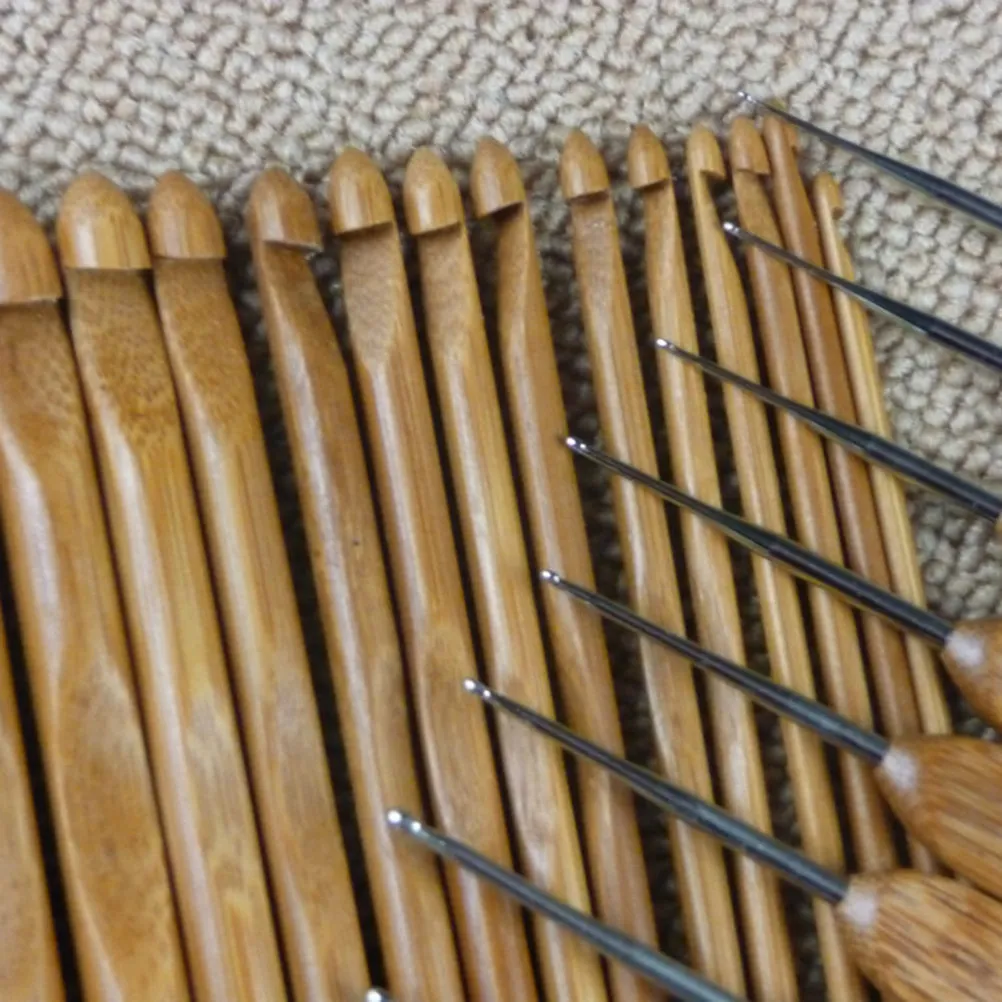 12Pcs Wood Knitting Needles Set Premium Wooden Crochet Hooks Ergonomic Handle Soft Touch Handmade DIY Craft