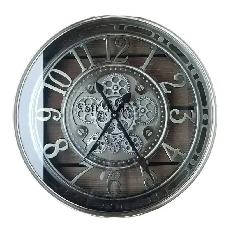 Reloj de pared con engranaje móvil de metal para Loft industrial grande de gran tamaño para decoración moderna para sala deestar