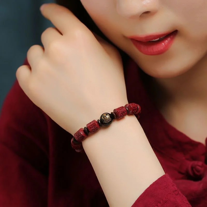 Zhu Sha Gives Her Husband a Bracelet for Her Boyfriend; Six Words of Life Buddha; Top Grade Gift Girl JewelryTai Sui  Amulet