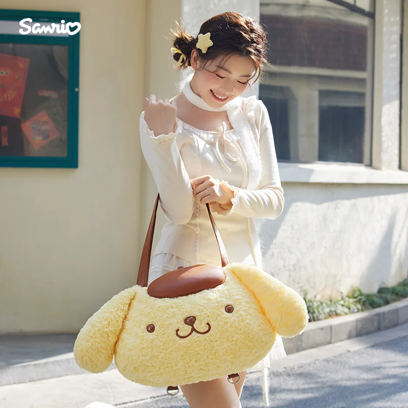 Sanrio Cinnamoroll Pudding Dog Cartoon Head Shaped Plush Face Bag, Shoulder Crossover, Birthday Gift, Halloween Gift