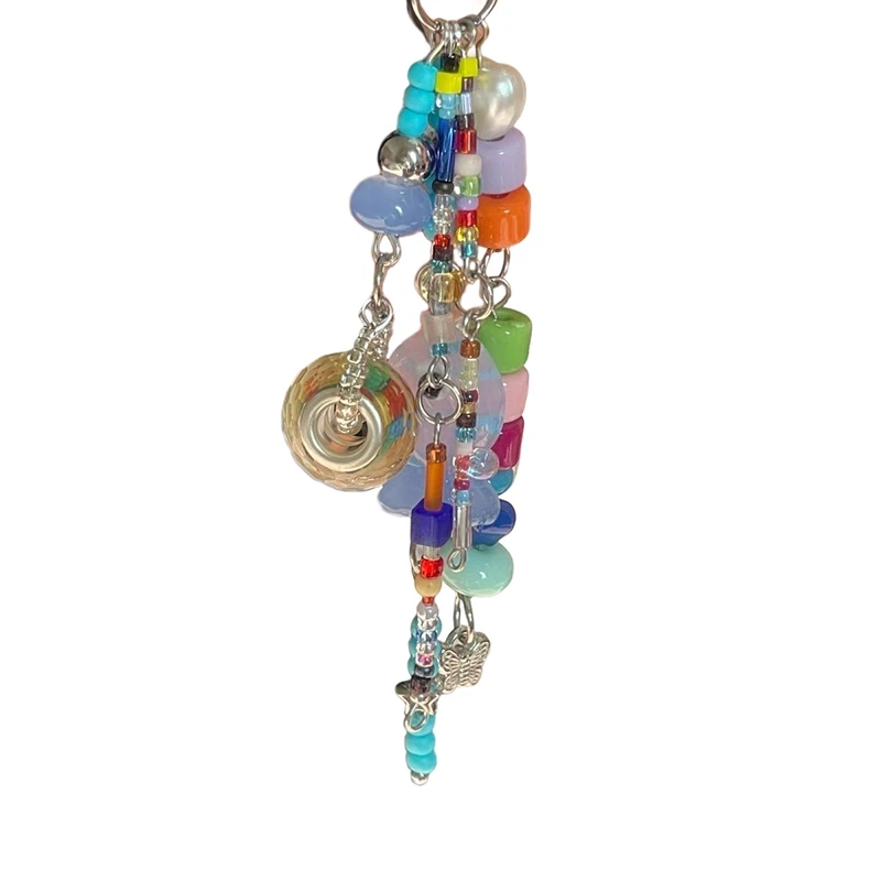 Girls Fish Heart Bead Lanyard, Boho Vintage Phone Charm CCD Camera Bag Keychain