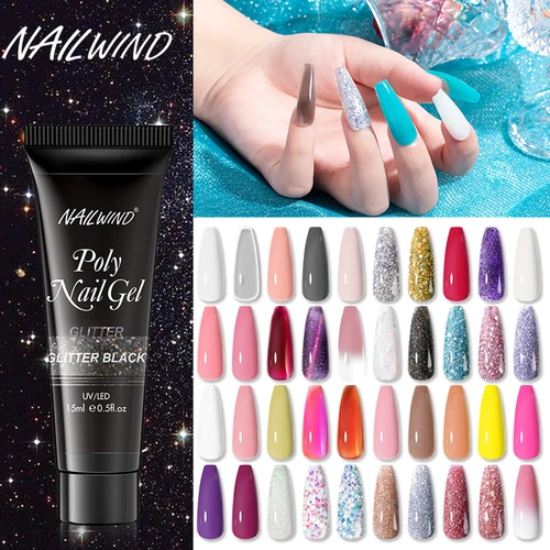Imagen 1 del producto NailWind-Gel UV de cristal sintético, barnices híbridos acrílicos semipermanentes, Base de esmalte de uñas, pegamento de extensión de capa superior, 10/15/30ml