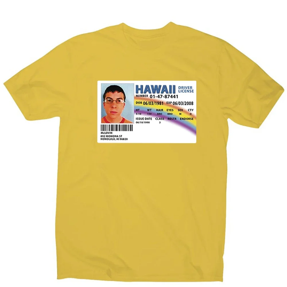 McLovin Driving License Superbad T-shirt Hawaii Fake ID Joke Shirt Funny McLovin Graphic Tee Mens Hip Hop Streetwear Hipster Top